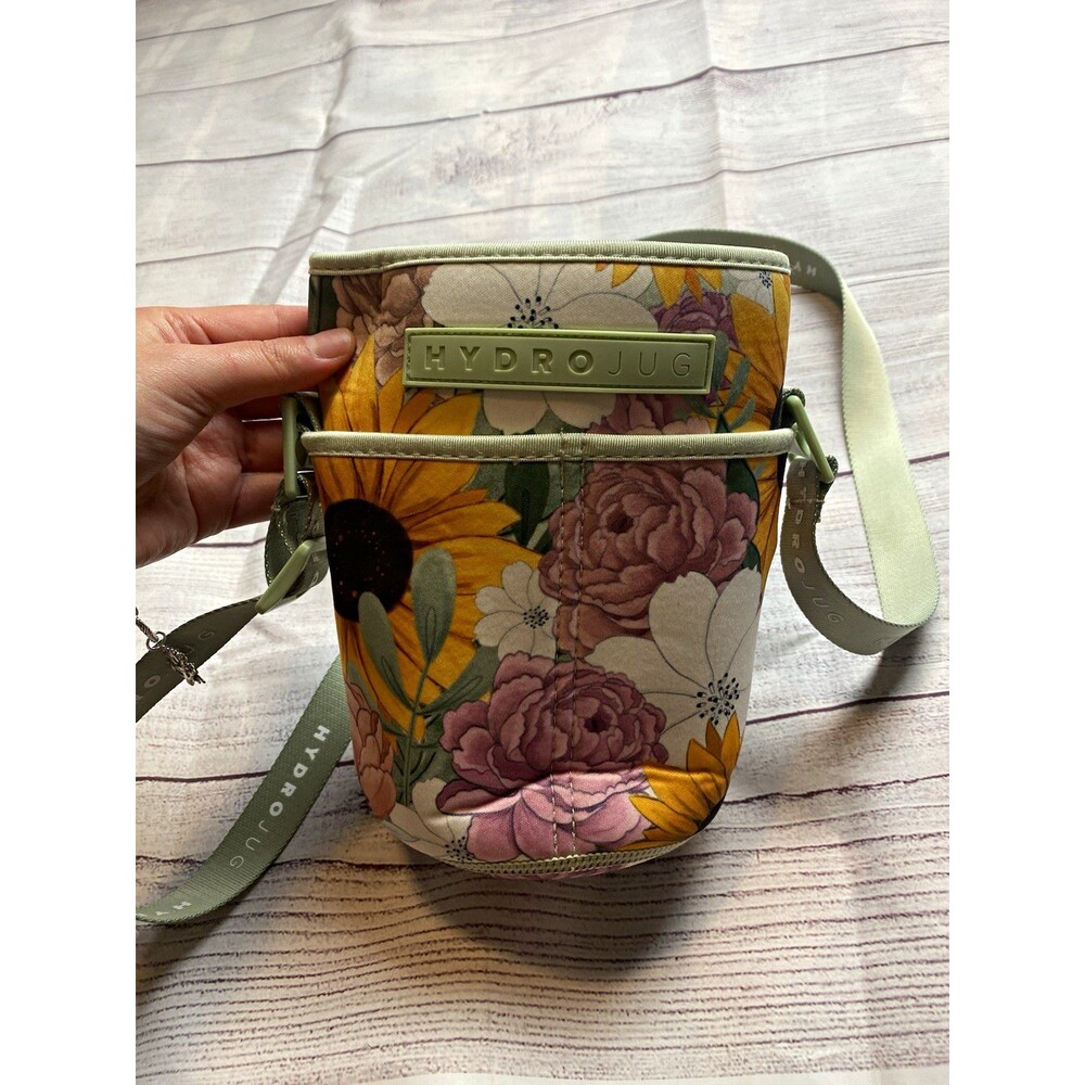 HydroJug 64 fl oz Bottle Sleeve Floral Multicolor w/ Adjustable Shoulder Strap